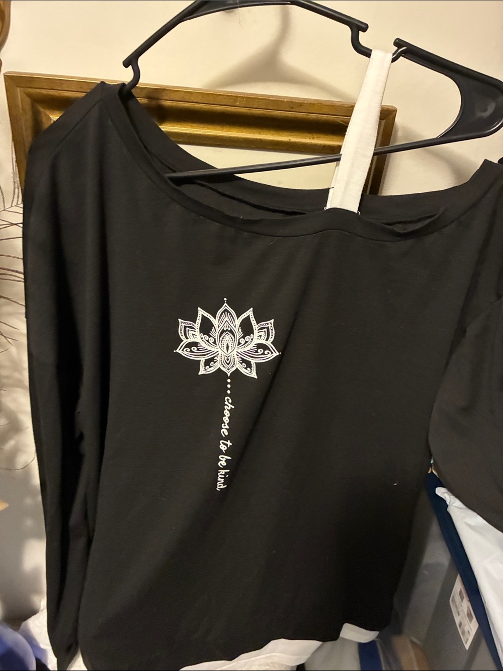 Graphic Long-Sleeve Top - Choose to Be Kind  one side is cold shoulder type
